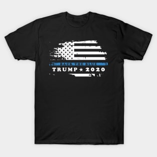 Back the Blue Vote Trump 2020 Vintage American Flag T-Shirt